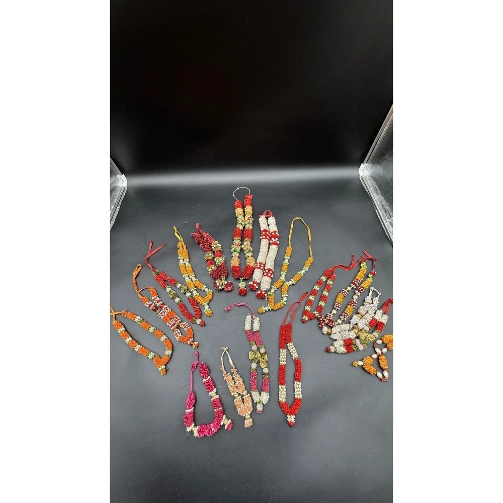 Lot of 15 Traditional Indian Fabric Garlands Diwali Wedding Puja Decor Mala Haar
